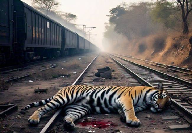 Tiger crushed to death by train in Maharashtra’s Chandrapur district